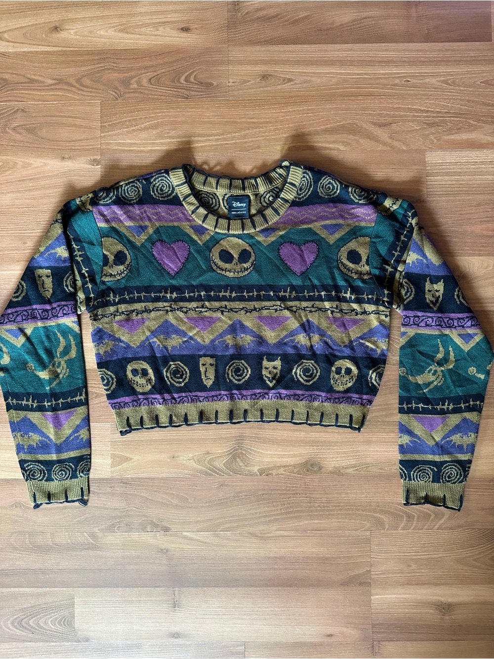 Disney Nightmare Before Christmas Jack Skellington Cropped Knit Sweater